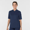 RENEW Women's The Rounds Half-Zip Mid Sleeve Scrub Top Navy side view