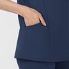 RENEW Women's The Rounds Half-Zip Mid Sleeve Scrub Top Navy front detail