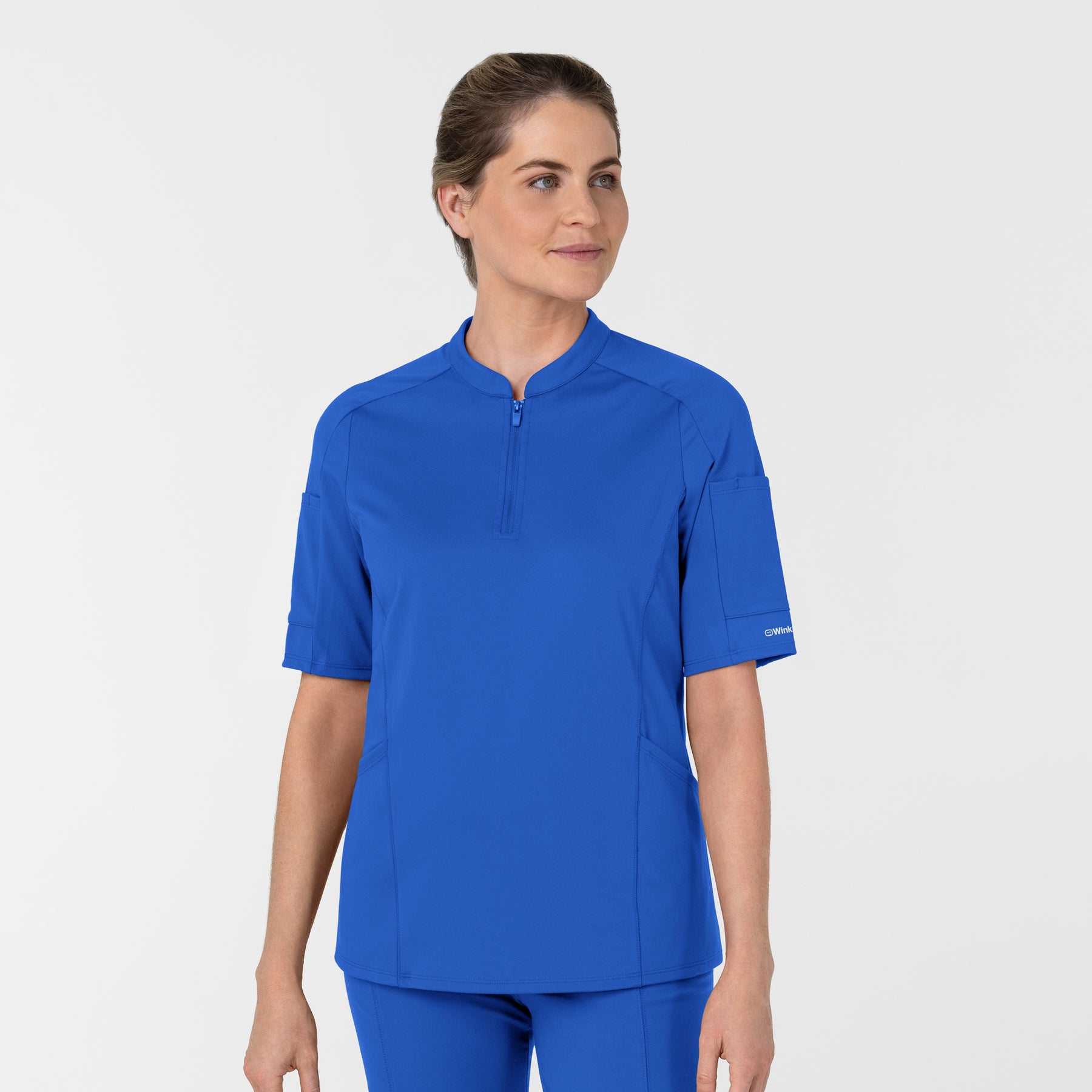 RENEW Women's The Rounds Half-Zip Mid Sleeve Scrub Top Royal
