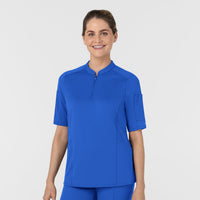 RENEW Women's The Rounds Half-Zip Mid Sleeve Scrub Top Royal side view