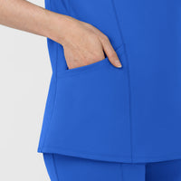 RENEW Women's The Rounds Half-Zip Mid Sleeve Scrub Top Royal front detail