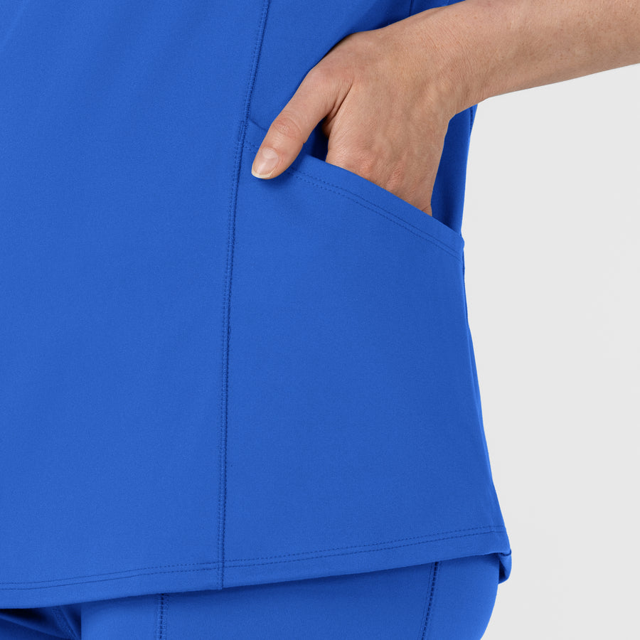RENEW Women's The Rounds Half-Zip Mid Sleeve Scrub Top Royal side detail 1
