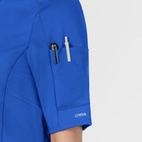 RENEW Women's The Rounds Half-Zip Mid Sleeve Scrub Top Royal side detail 2
