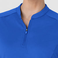 RENEW Women's The Rounds Half-Zip Mid Sleeve Scrub Top Royal back detail