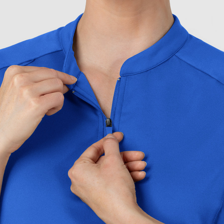 RENEW Knit Women's The Rounds Half-Zip Mid Sleeve Scrub Top - Royal