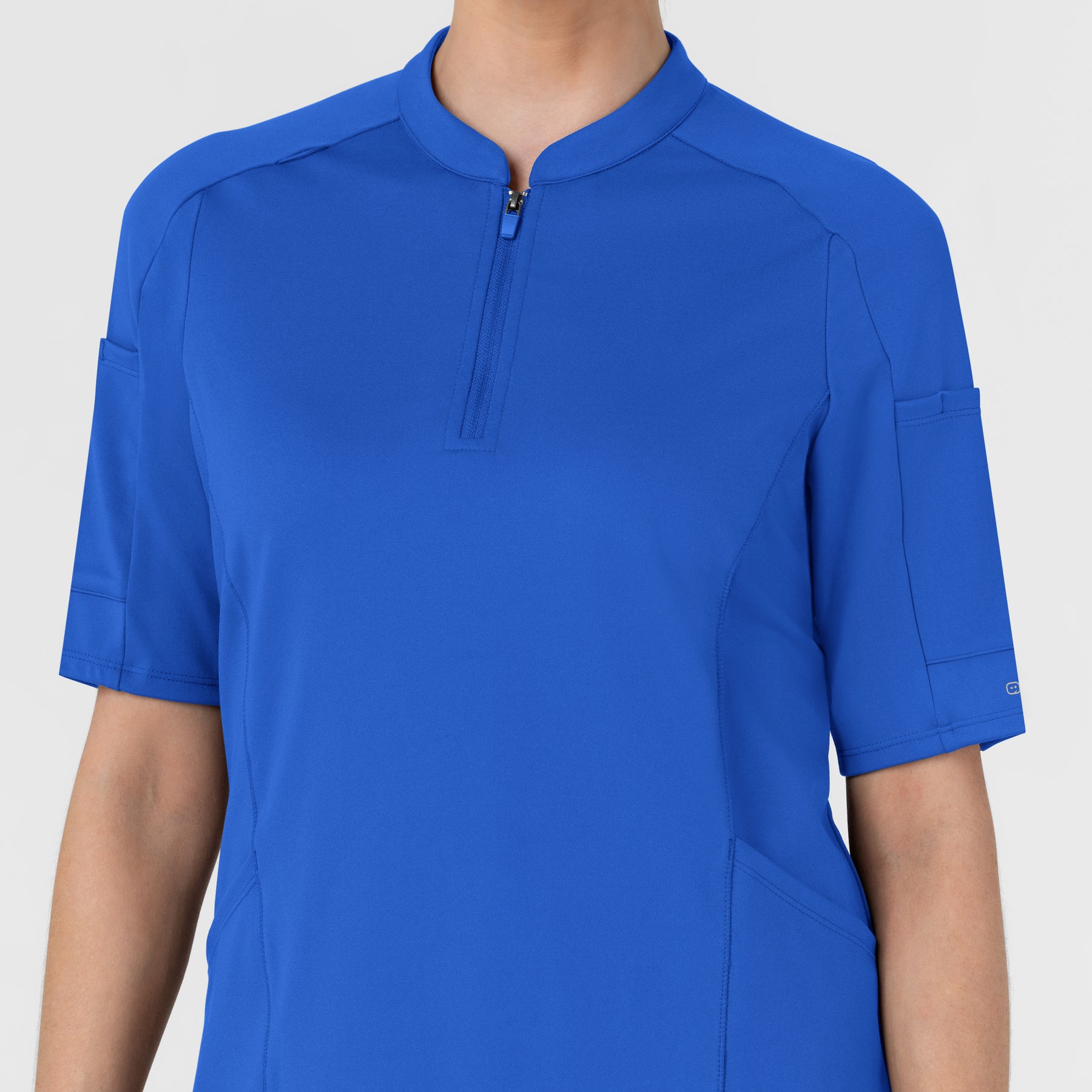RENEW Knit Women's The Rounds Half-Zip Mid Sleeve Scrub Top - Royal