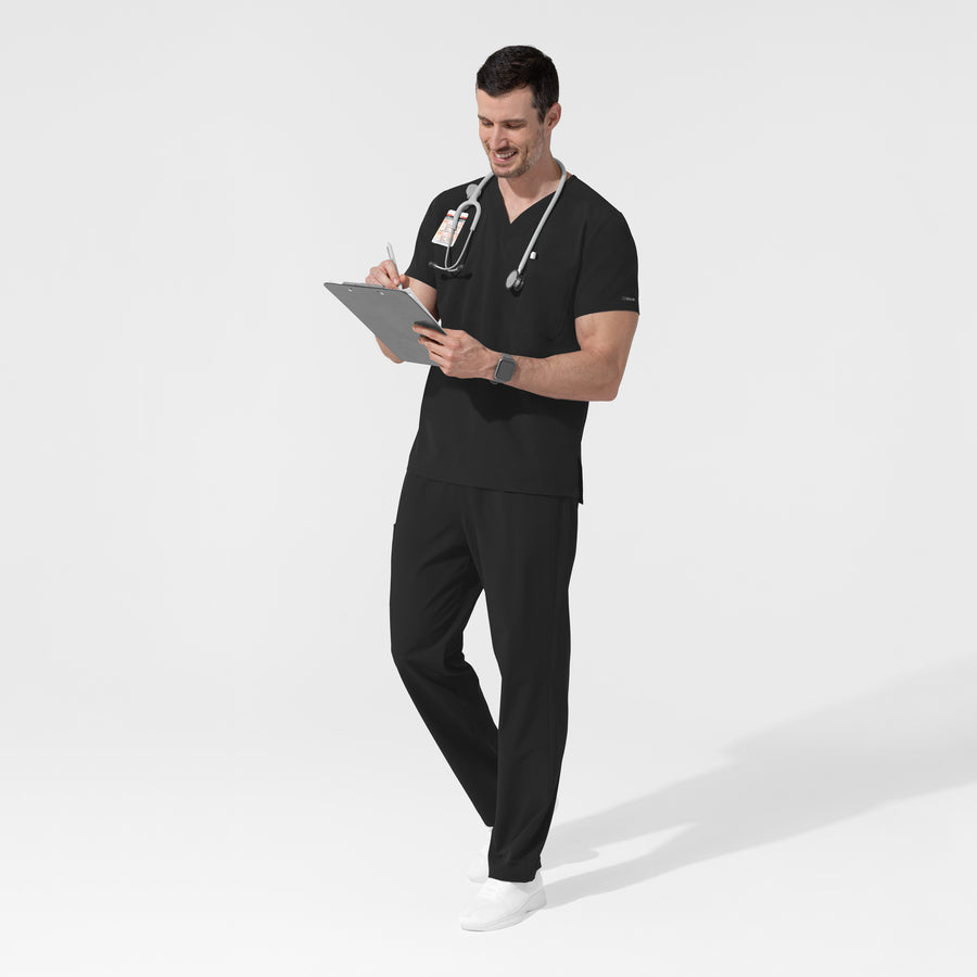 NURTUR Unisex V-Neck Scrub Top - Black men's scrub set