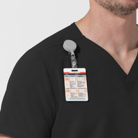 NURTUR Unisex V-Neck Scrub Top - Black badge loop