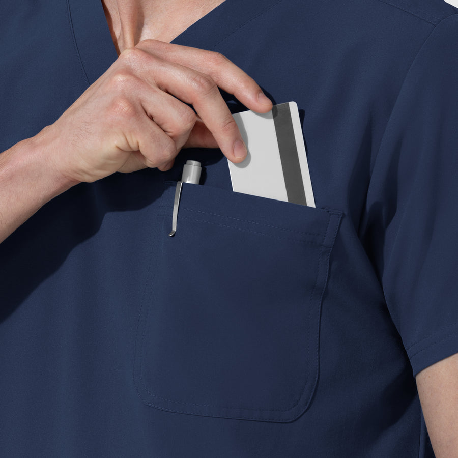 NURTUR Unisex V-Neck Scrub Top - Navy chest pocket