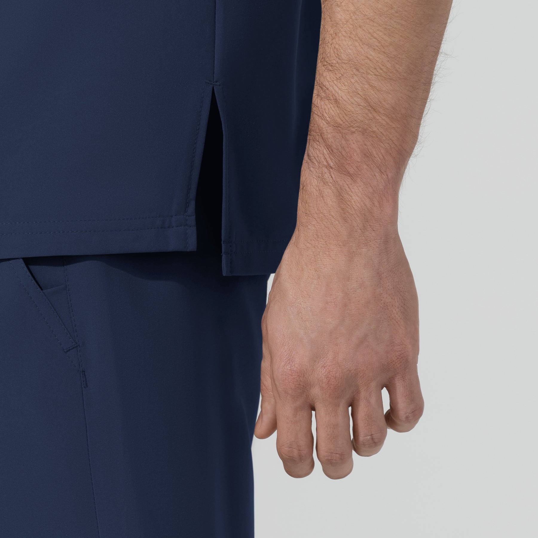 NURTUR Unisex V-Neck Scrub Top - Navy hem