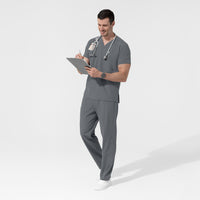 NURTUR Unisex V-Neck Scrub Top - Pewter men's scrub set