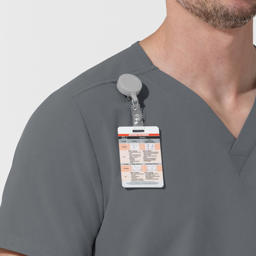 NURTUR Unisex V-Neck Scrub Top - Pewter badge loop