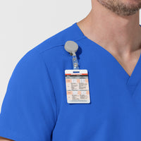 NURTUR Unisex V-Neck Scrub Top - Royal badge loop