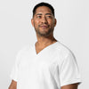 NURTUR Unisex V-Neck Scrub Top - White men's neckline
