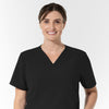 NURTUR Unisex V-Neck Scrub Top - Black neckline
