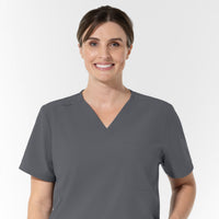 NURTUR Unisex V-Neck Scrub Top - Pewter neckline