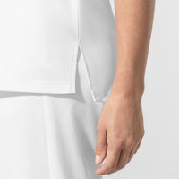 NURTUR Unisex V-Neck Scrub Top - White women's hemline
