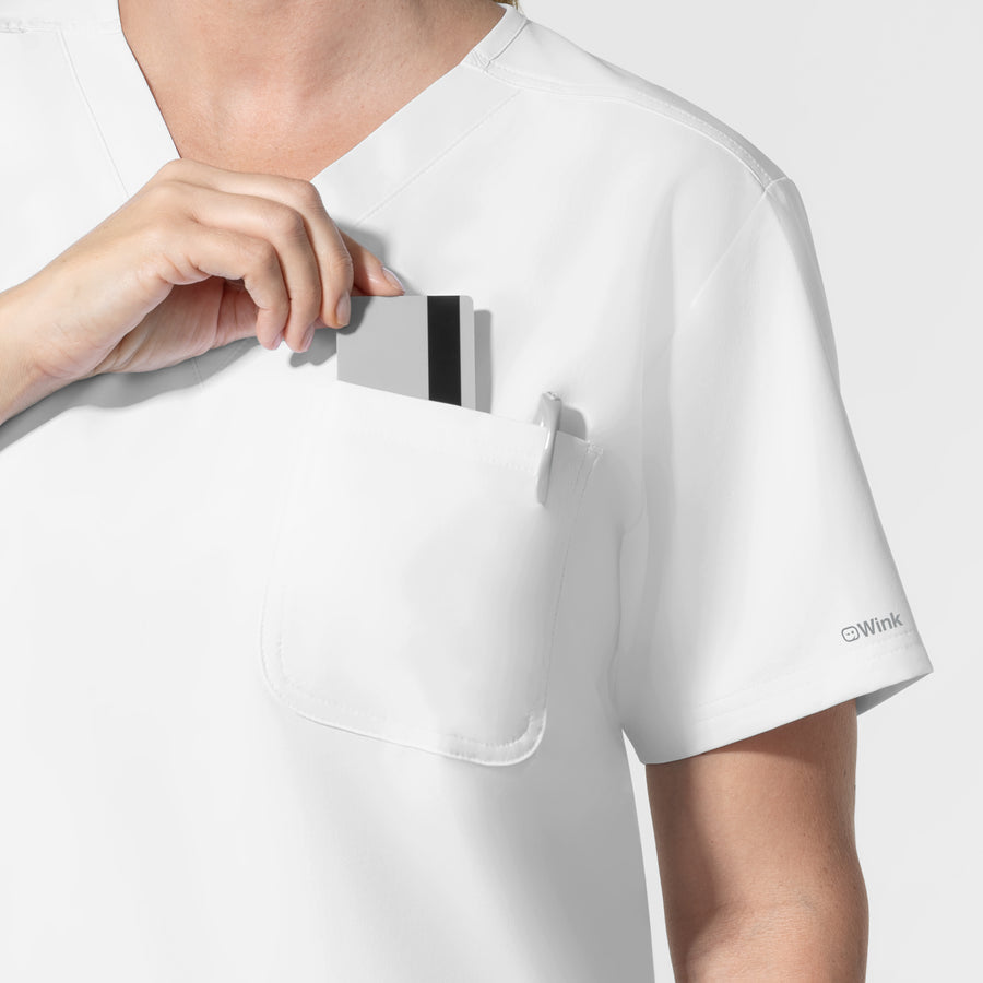 NURTUR Unisex V-Neck Scrub Top - White chest pocket