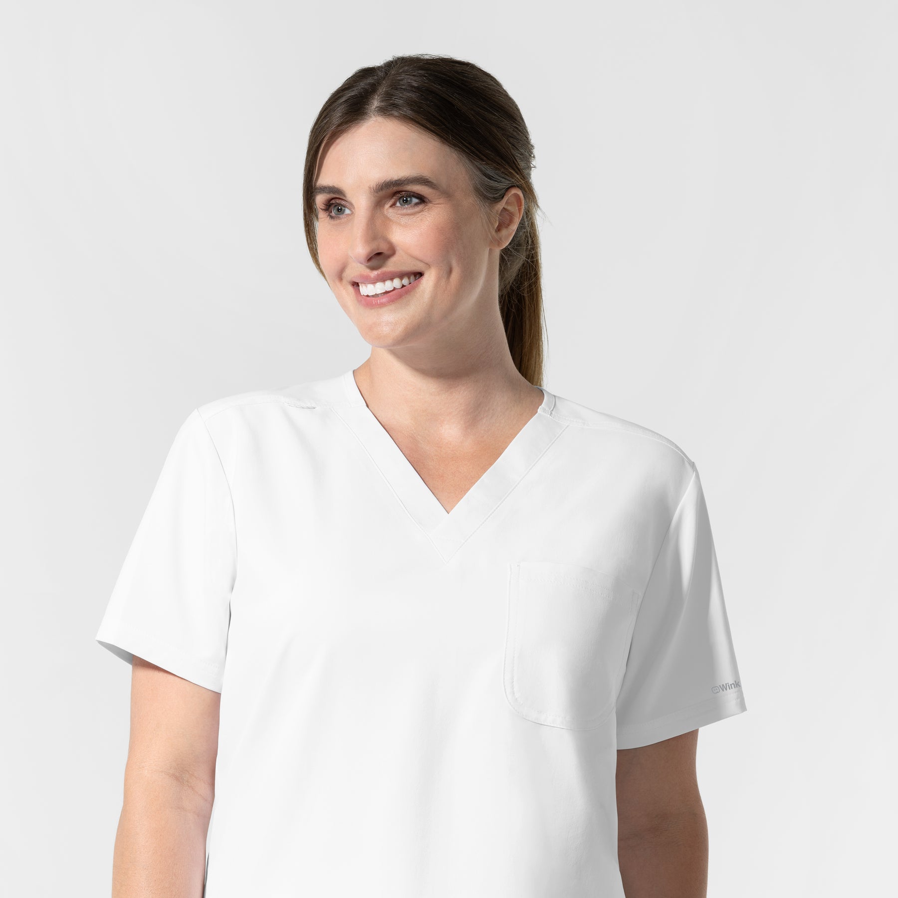 NURTUR Unisex V-Neck Scrub Top - White neckline womens
