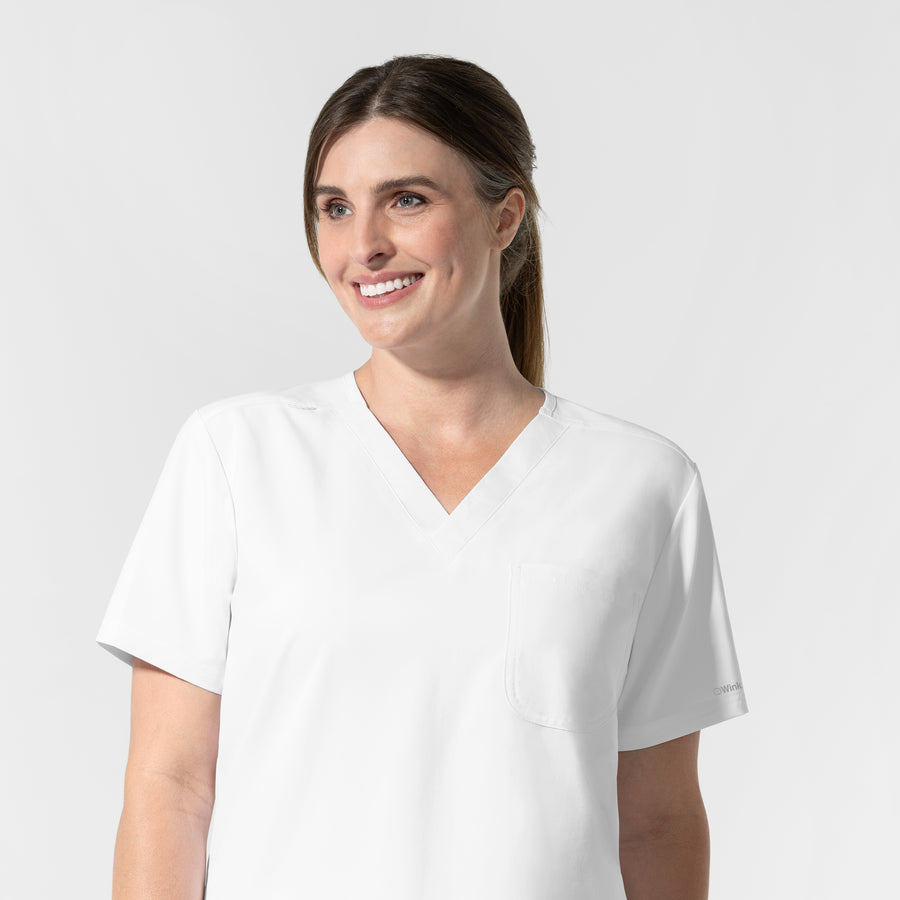 NURTUR Unisex V-Neck Scrub Top - White neckline womens