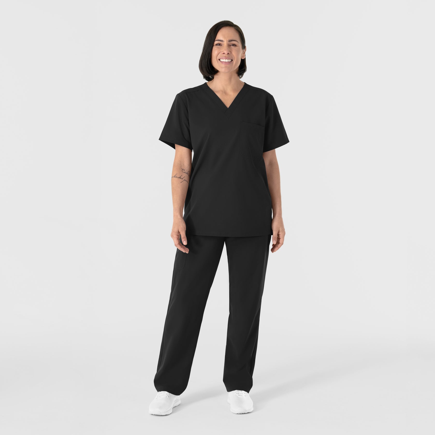 NURTUR Unisex V-Neck Scrub Top Black full scrub set