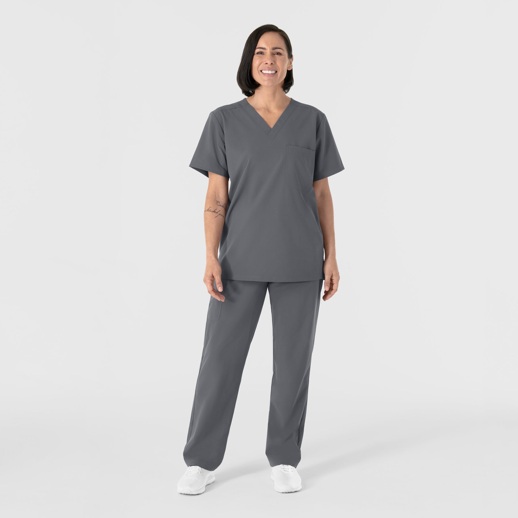 NURTUR Unisex V-Neck Scrub Top Pewter full scrub set