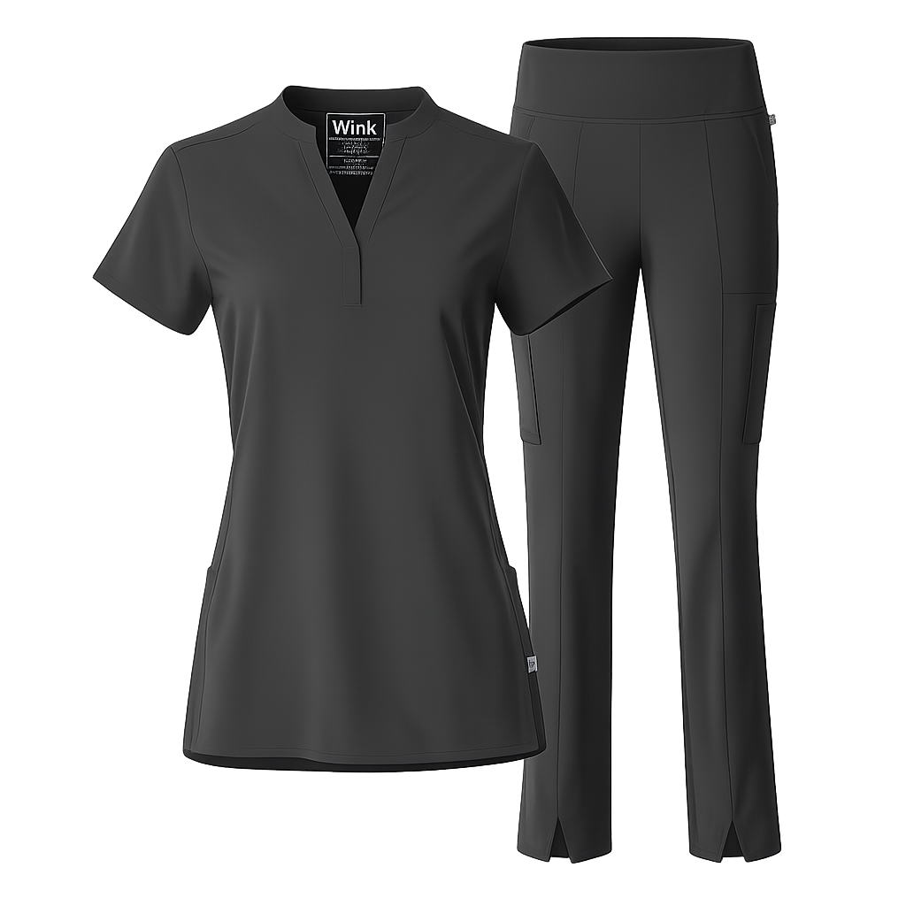 Renew Mandarin Collar and Cargo Flare Scrub Set