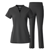 Renew Mandarin Collar and Cargo Flare Scrub Set