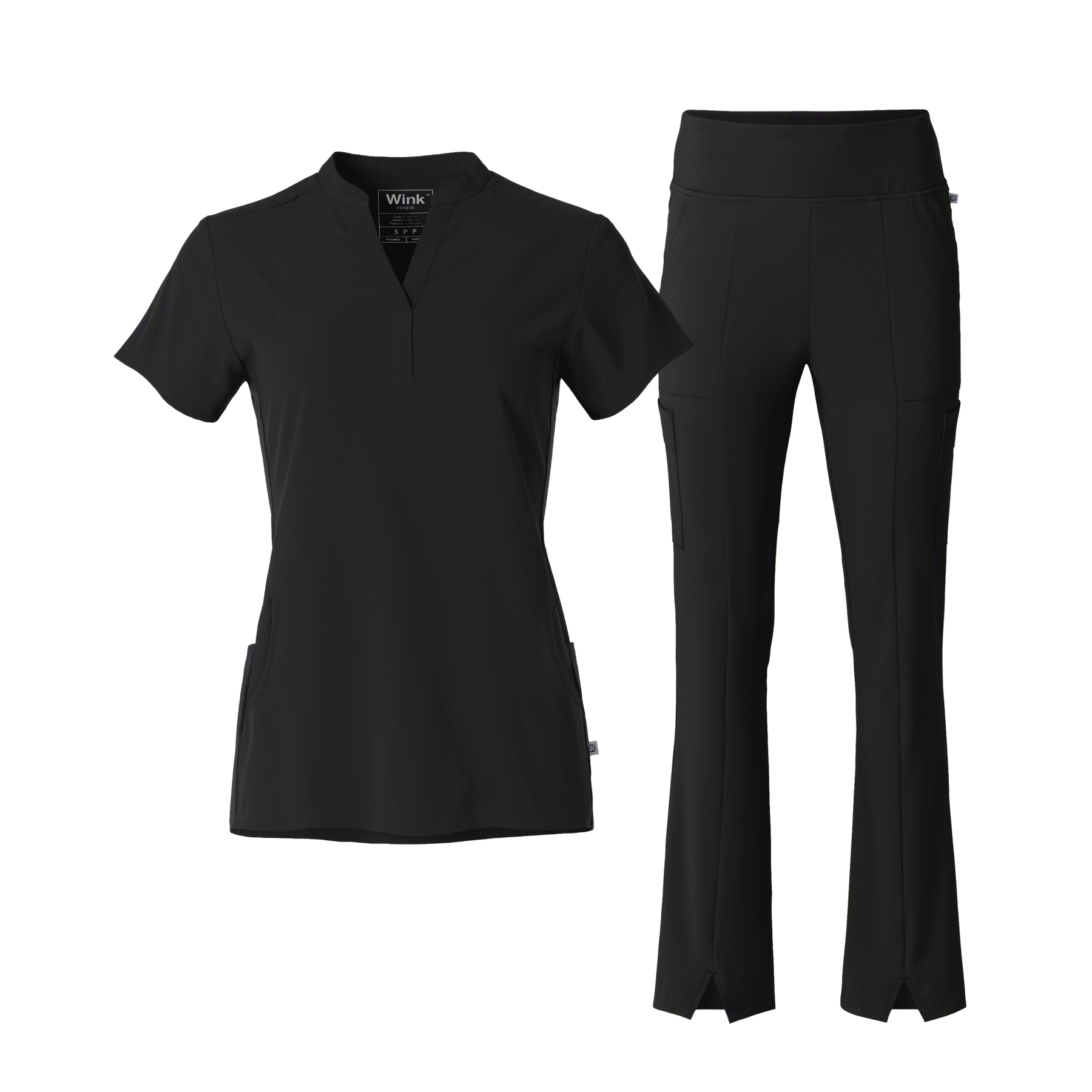Renew Mandarin Collar and Cargo Flare Scrub Set