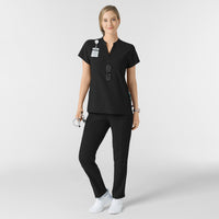 RENEW Women's Mandarin Collar Scrub Top Black full scrub set