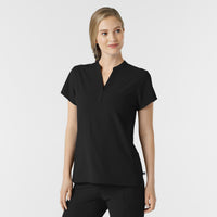 RENEW Women's Mandarin Collar Scrub Top Black side view