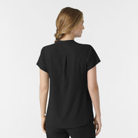 RENEW Women's Mandarin Collar Scrub Top Black back view