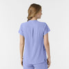 RENEW Women's Mandarin Collar Scrub Top Ceil Blue back view