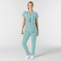 RENEW Women's Mandarin Collar Scrub Top Coastal Blue full scrub set