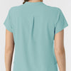 RENEW Women's Mandarin Collar Scrub Top Coastal Blue side detail 1