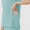 RENEW Women's Mandarin Collar Scrub Top Coastal Blue back detail
