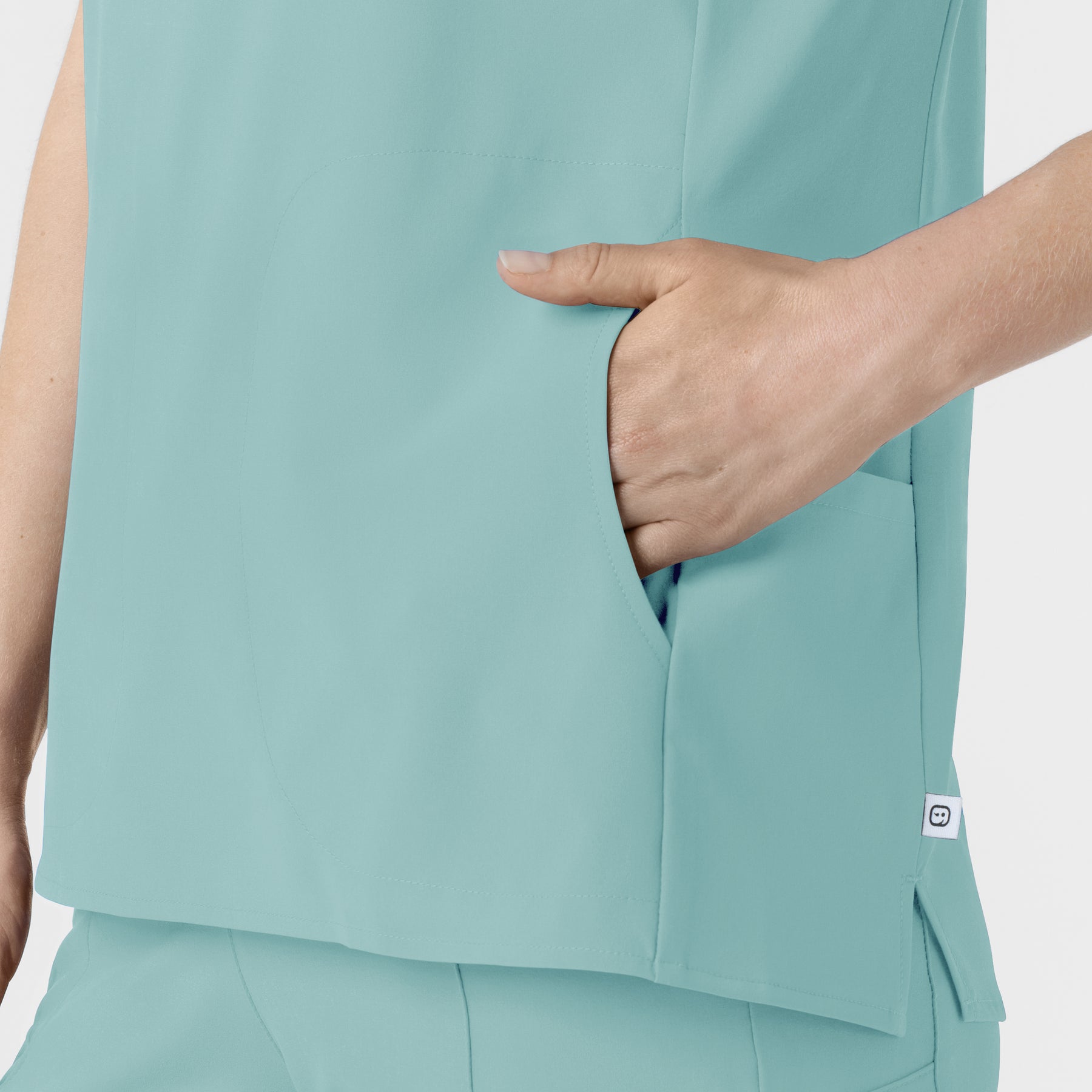 RENEW Women's Mandarin Collar Scrub Top - Coastal Blue
