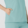 RENEW Women's Mandarin Collar Scrub Top - Coastal Blue