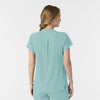 RENEW Women's Mandarin Collar Scrub Top Coastal Blue back view