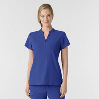 RENEW Women's Mandarin Collar Scrub Top Galaxy Blue