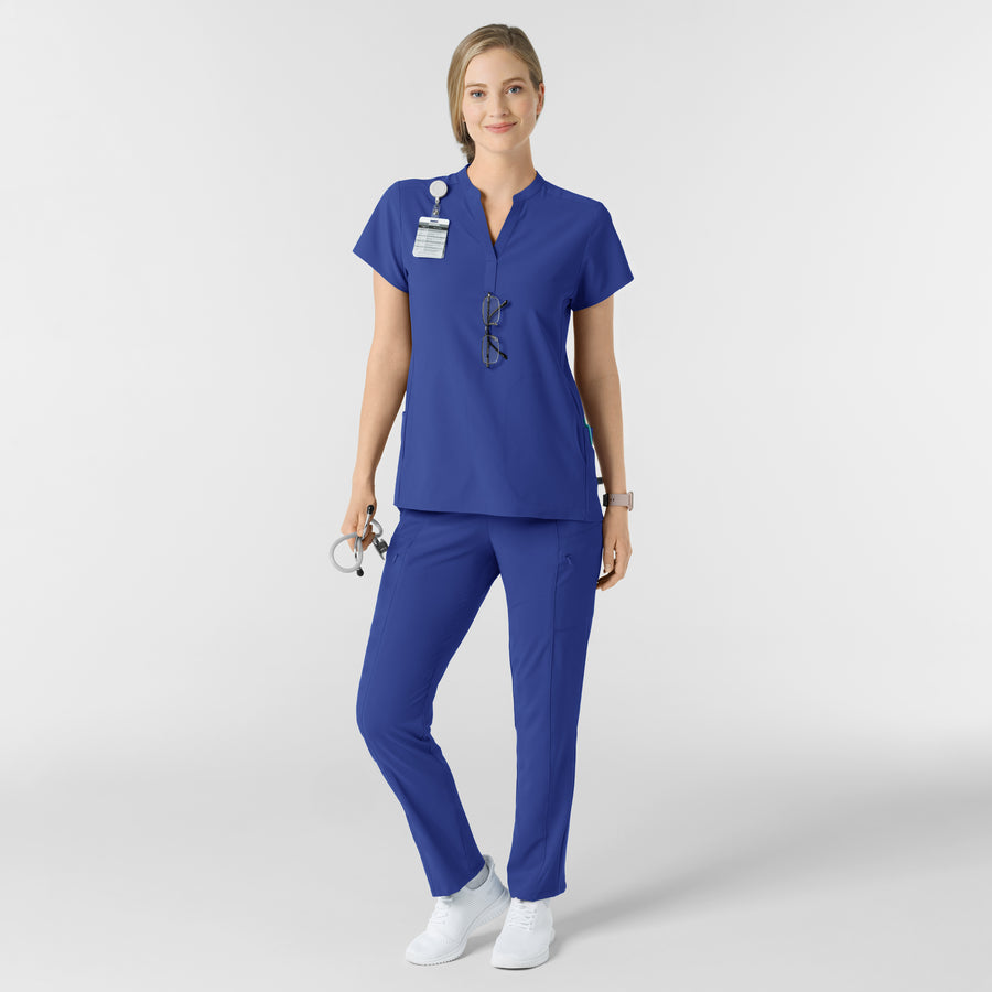 RENEW Women's Mandarin Collar Scrub Top Galaxy Blue full scrub set