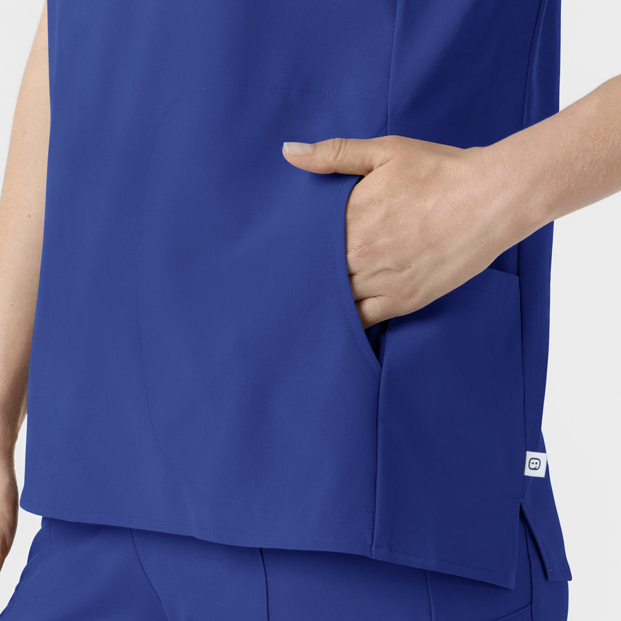 RENEW Women's Mandarin Collar Scrub Top - Galaxy Blue