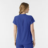 RENEW Women's Mandarin Collar Scrub Top Galaxy Blue back view