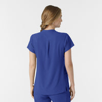 RENEW Women's Mandarin Collar Scrub Top Galaxy Blue back view
