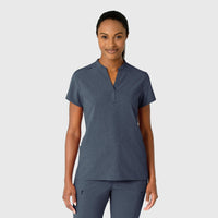 RENEW Women's Mandarin Collar Scrub Top Navy Heather