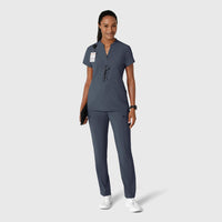 RENEW Women's Mandarin Collar Scrub Top Navy Heather full scrub set