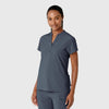 RENEW Women's Mandarin Collar Scrub Top Navy Heather side view