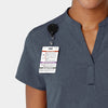 RENEW Women's Mandarin Collar Scrub Top Navy Heather front detail