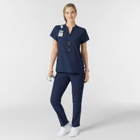 RENEW Women's Mandarin Collar Scrub Top Navy full scrub set