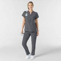 RENEW Women's Mandarin Collar Scrub Top Pewter full scrub set